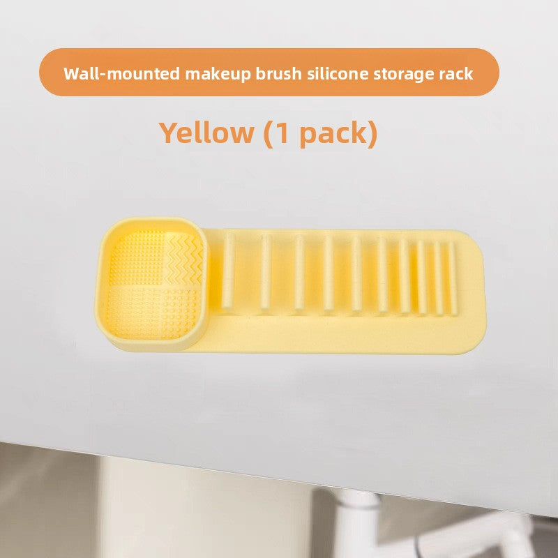 Multi-functional Washing, Brushing and Drying Integrated Makeup Brush, Silicone Beauty Brush Drying Rack, Automatic Adsorption Rack