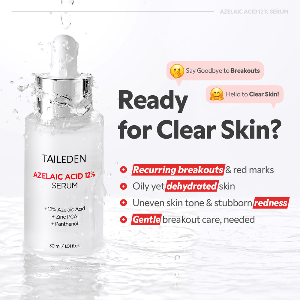 Azelaic Acid 12% Serum - Lightweight Dark Spot Reducer, Gentle Breakout care, For Uneven skin tone, Redness, Red Marks and Acne