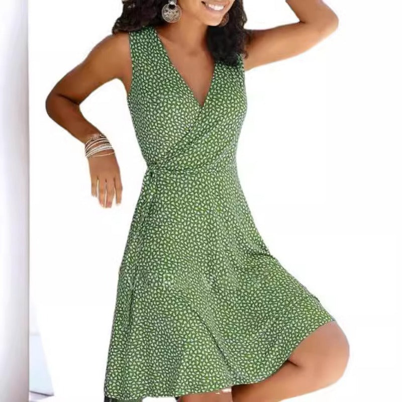 Women's Simple Floral Belted Dress