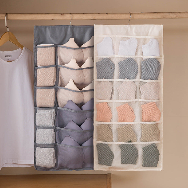 Wholesale of Fabric Wall-mounted Underwear Storage Bags, Sock Storage Hanging Bags, Double-sided Storage Bags