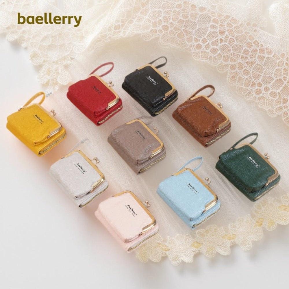 New Japanese Women's Lychee Zipper Accordion Card Holder Wallet