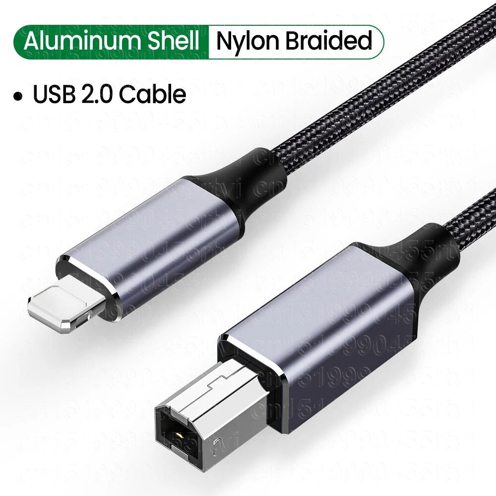 USB Printer Cable USB Type B Male to 8-Pin Male USB 2.0 Cable for iPhone 14 Canon Epson HP ZJiang Label Printer USB Printer
