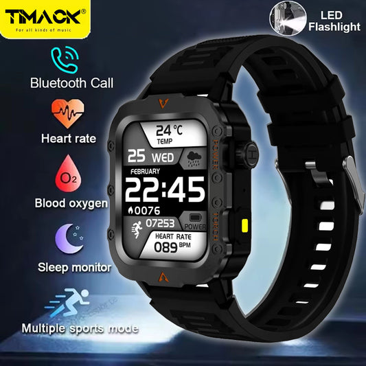 【Hot Selling】Timack® Smart Watch For Huawei Xiaomi Military Men Flashlight Waterproof Outdoor Sport Tracker HD Bluetooth Call Smartwatch