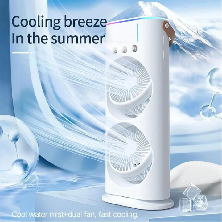 3-in-1 Portable Dual-Head Humidifier Cooling Spray Fan