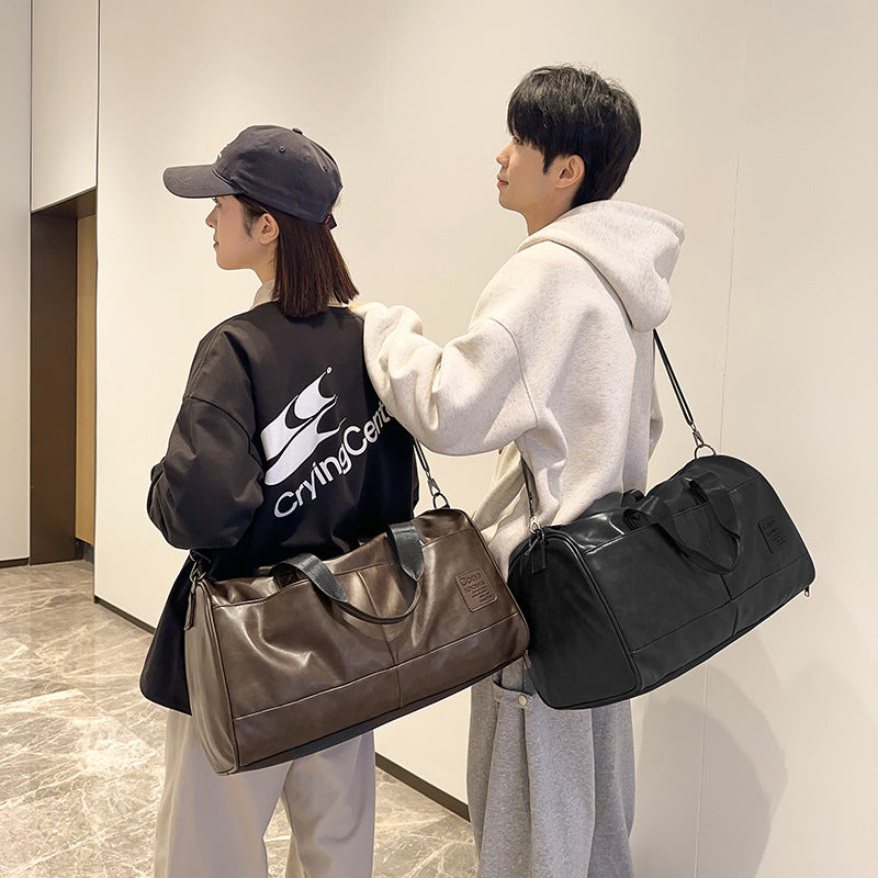 Men's Large Capacity Leather Fitness Single Shoulder Bag