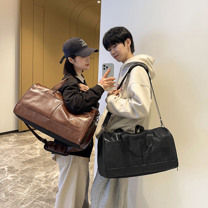 Men's Large Capacity Leather Fitness Single Shoulder Bag