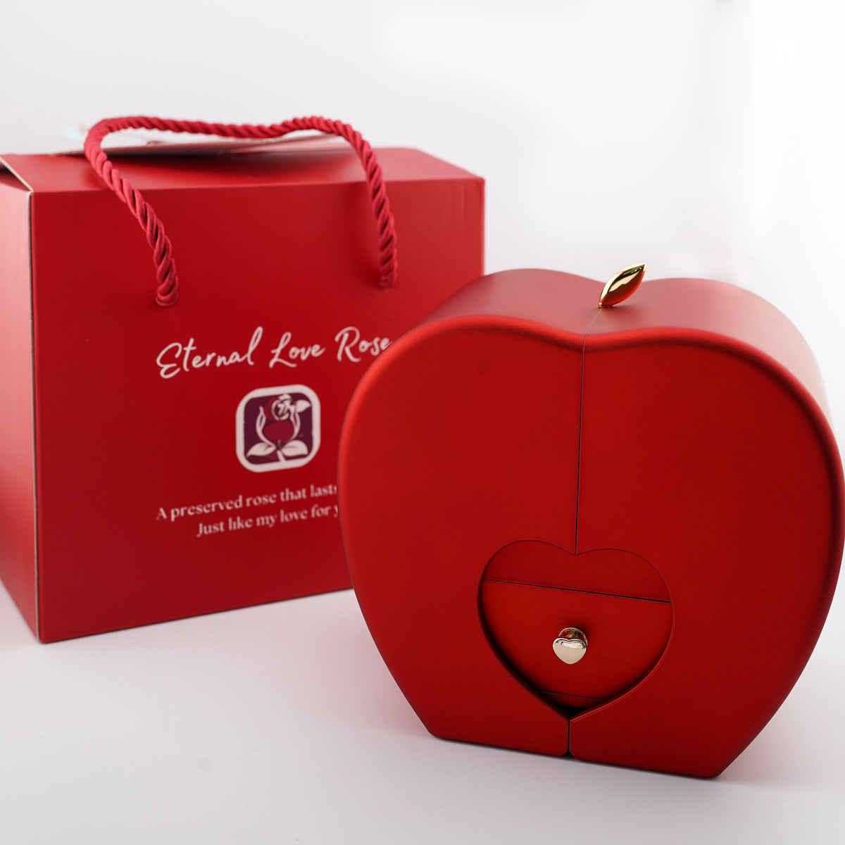 Daughter's 4-Leaf Clover Lucky Charm Necklace and Forever Rose Gift Box