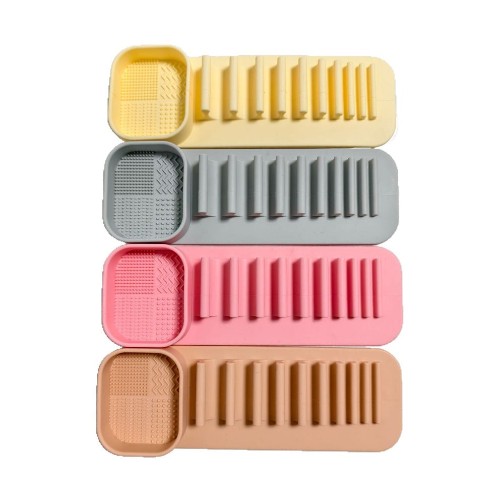 Multi-functional Washing, Brushing and Drying Integrated Makeup Brush, Silicone Beauty Brush Drying Rack, Automatic Adsorption Rack