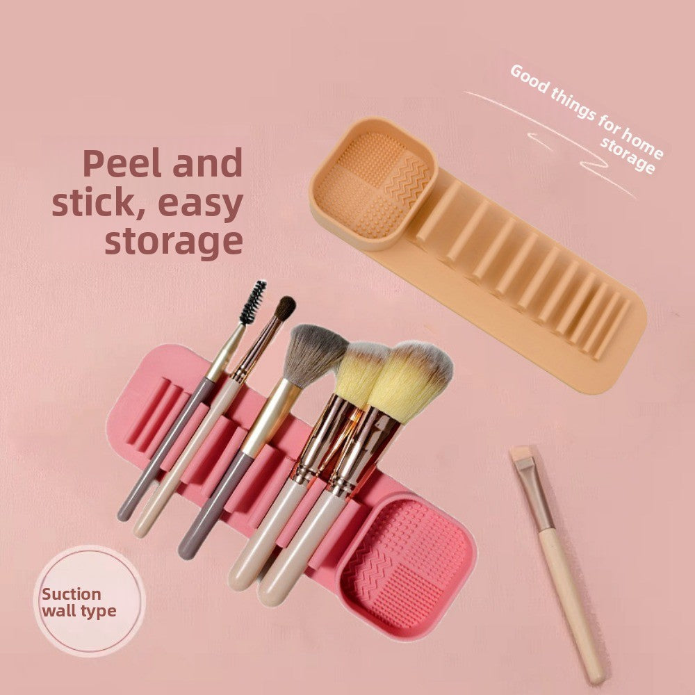 Multi-functional Washing, Brushing and Drying Integrated Makeup Brush, Silicone Beauty Brush Drying Rack, Automatic Adsorption Rack
