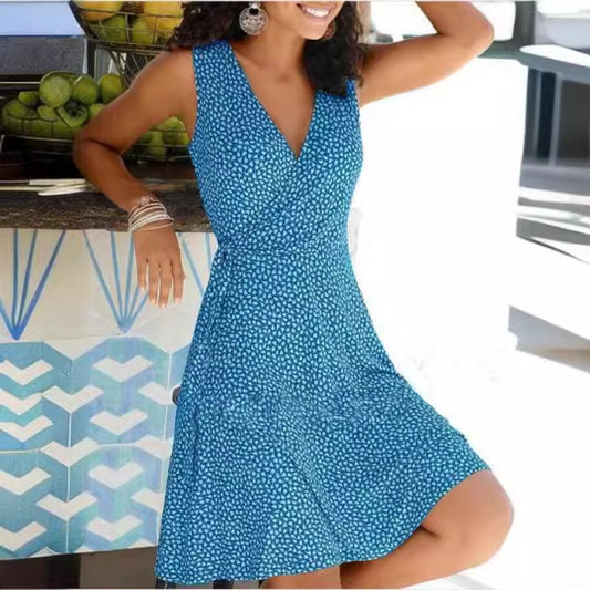 Women's Simple Floral Belted Dress