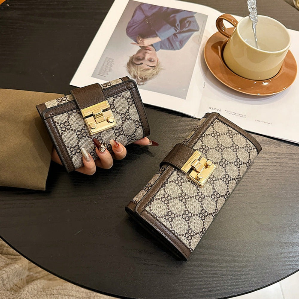 Ladies' New Style Multi-card Slots Three-fold Buckle Short and Long Wallet